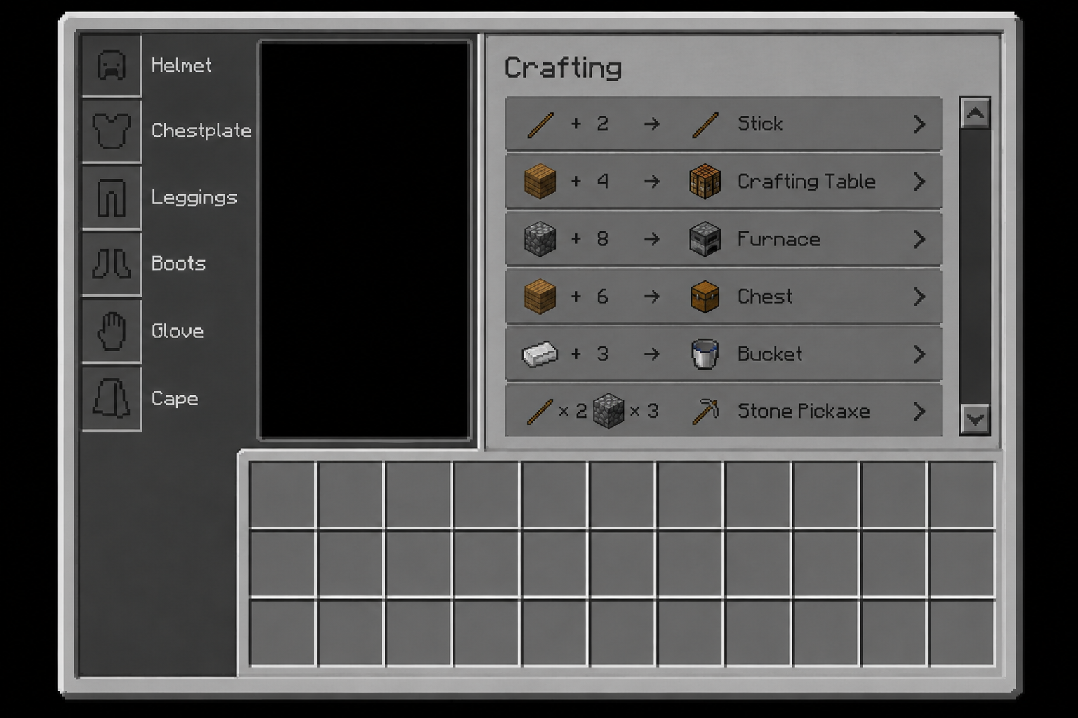 A Wyvencraft world with the inventory screen open